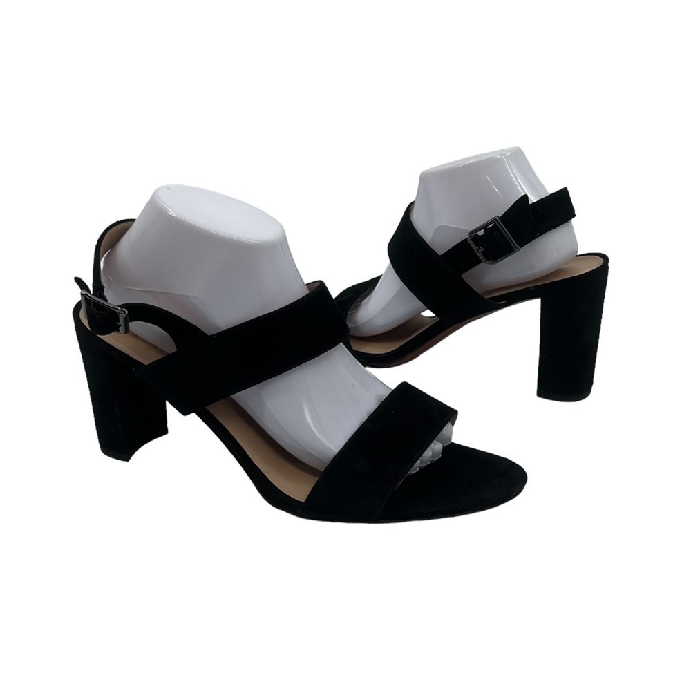 Franco Sarto Black Suede Rumi Block Heel Sandals Size 11 Women’s